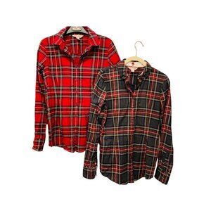 Set of 2 Girls Brooks Brothers Red Fleece Tartan Shirts Size 2
